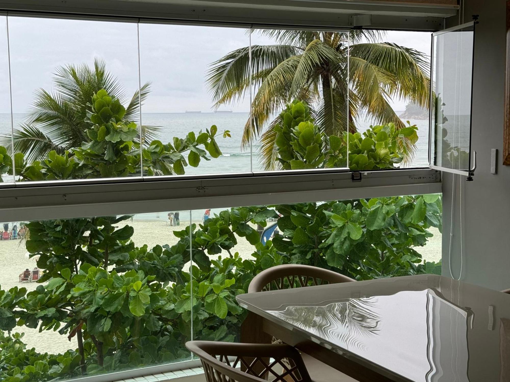 Apartamento Vista Para O Mar E Pe Na Areia Guarujá Esterno foto