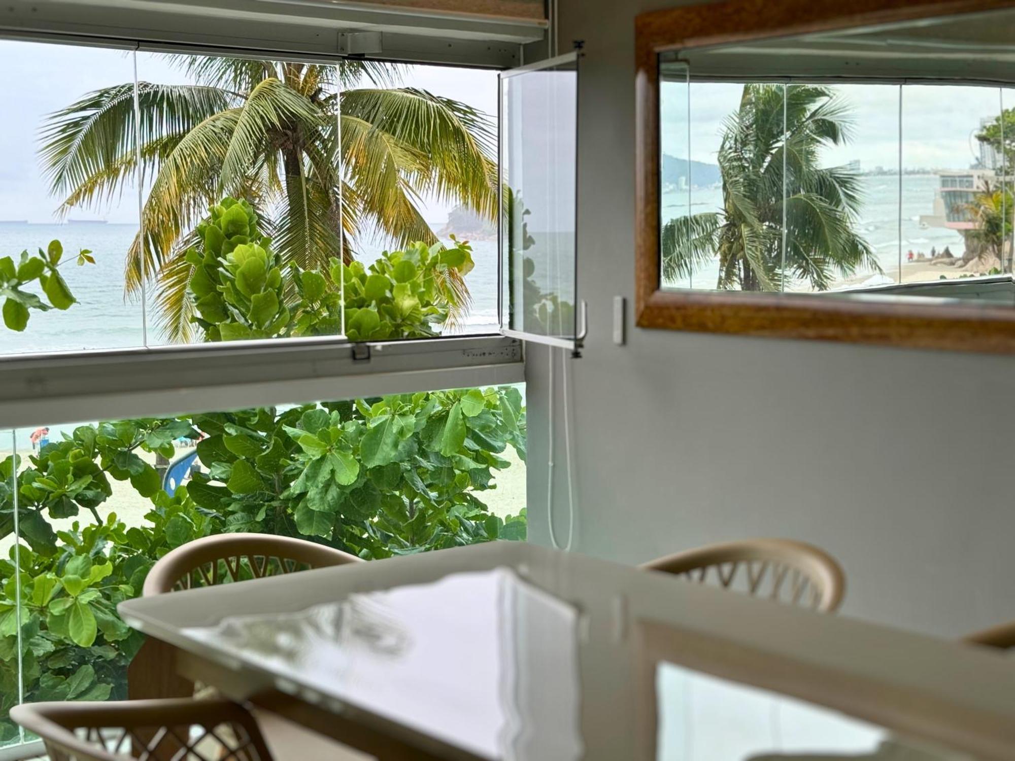 Apartamento Vista Para O Mar E Pe Na Areia Guarujá Esterno foto